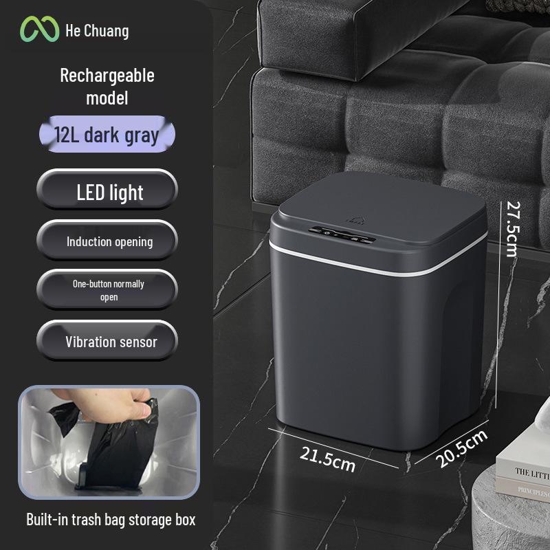 Waterproof Smart Sensor Trash Can with Automatic Lid for Kitchen, Bathroom, and Living Room