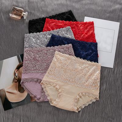 Mutandine di pizzo a vita alta da donna Slip dimagranti senza cuciture per il controllo della pancia Slip sexy taglie forti Lingerie Mutandine sanitarie in cotone