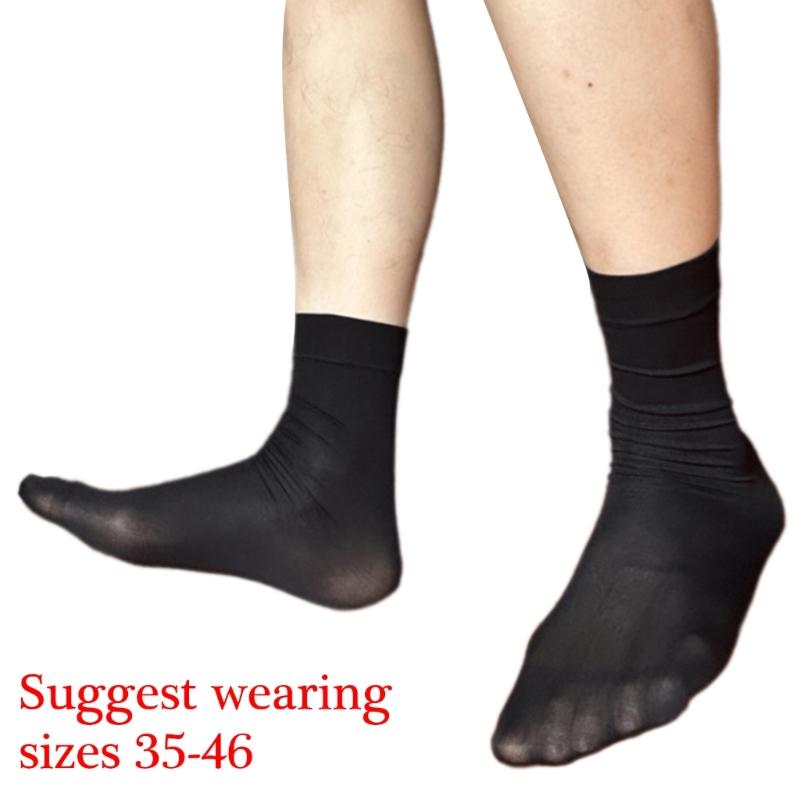 Men's Dress Socks Casual Business Socks Nylon Silk Socks Comfortable Breathable Ankle Socks Lightweight Crew Socks