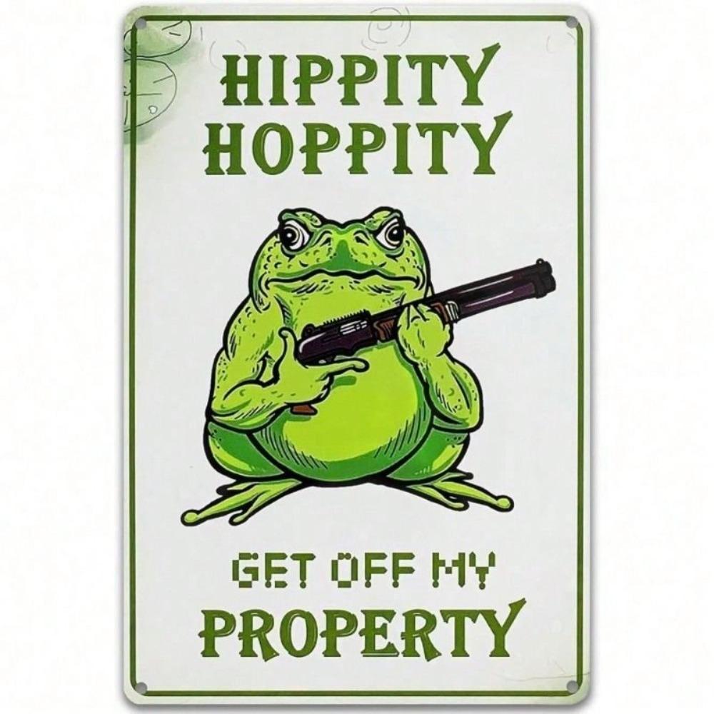 Vintage Frog Meme Hippity Get Off My Property Metal Wall Poster Garage Decor