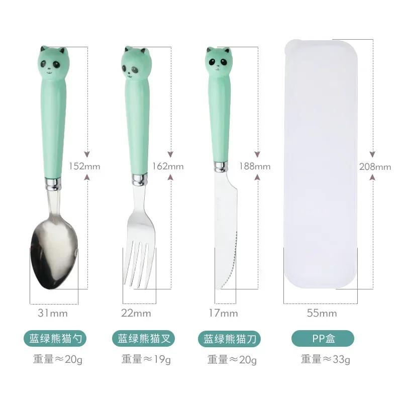 

Cute Student Portable Tableware Set, Three Piece Set of Fork, Spoon and Chopsticks, Stainless Steel, Creative Cartoon