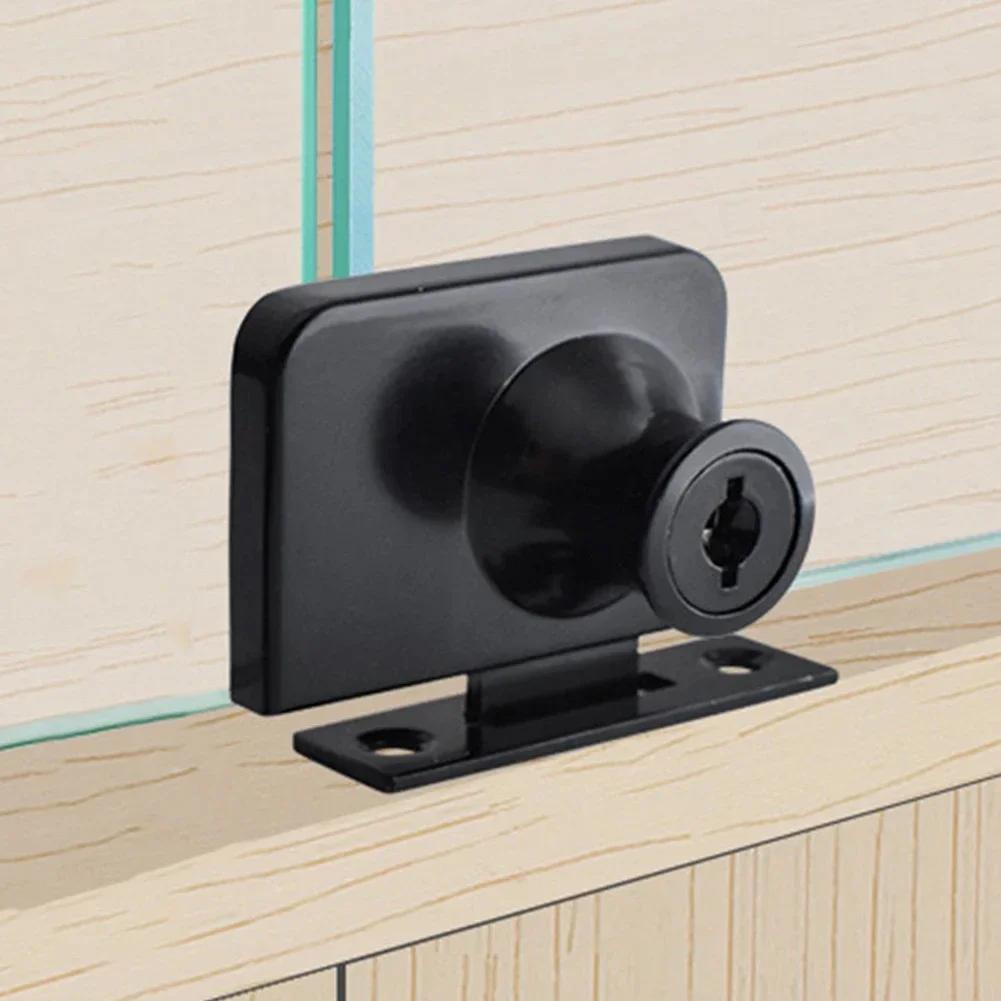 Vitrinenschloss, Glasschiebetürschloss, 2 Schlüssel, für 5–8 mm Glas, Sicherheitsschlösser, ohne Bohren, Türbeschläge