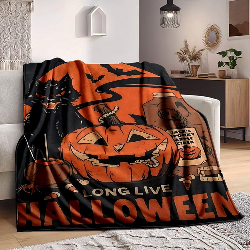

1PC Halloween Pumpkin Blanket, Throw For Sofa, Bed, Travel, Printing Blanket With Soft And Warm Fabric yy250918138 75x90cm
