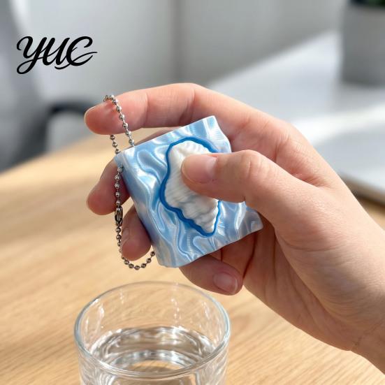 Interactive Clicking Toy Shell Starfish Press Keychain, 3D Printed Marine Theme Stress Relief Durable Key Accessory Holder, Sensory Fidget for