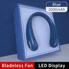 Portable Bladeless Neck Fan For Summer Outdoor Sports Running, 2000mAh Rechargeable, 5-Speed Mute USB Fan with LED Display