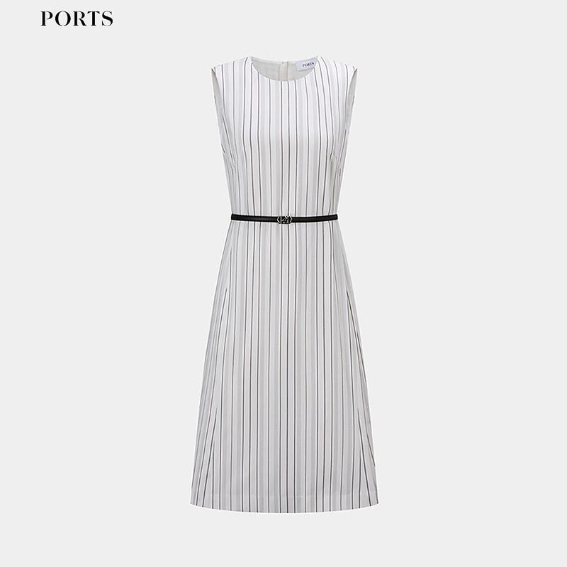 Ports Women's Striped Belted Midi Dress