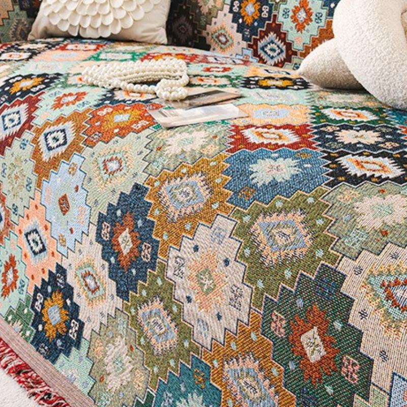 Bohemian sofa towel universal cover, universal in all seasons, non-slip and anti-cat scratching sofa cushion cover