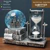 Retro Iron Tower Music Box with Luminous Crystal Ball Hourglass - Perfect for Desktop Ornament or Small Gift for Graduation, Qixi, or Valentine's Day.