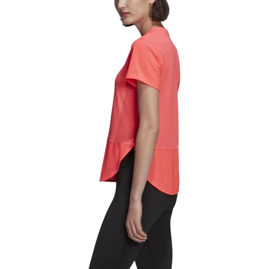 adidas Camiseta Pulôver Aeroready Cor Sólida Gola Careca Manga Curta Feminina Camisetas Rosa Sinal GN7315