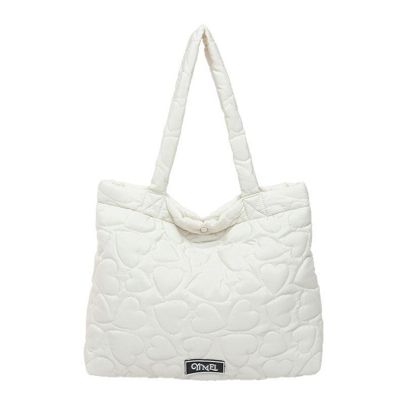 Korean Style Sweet Quilted Love Down Cotton Bag Girls All-matching Tote Light Casual Shoulder