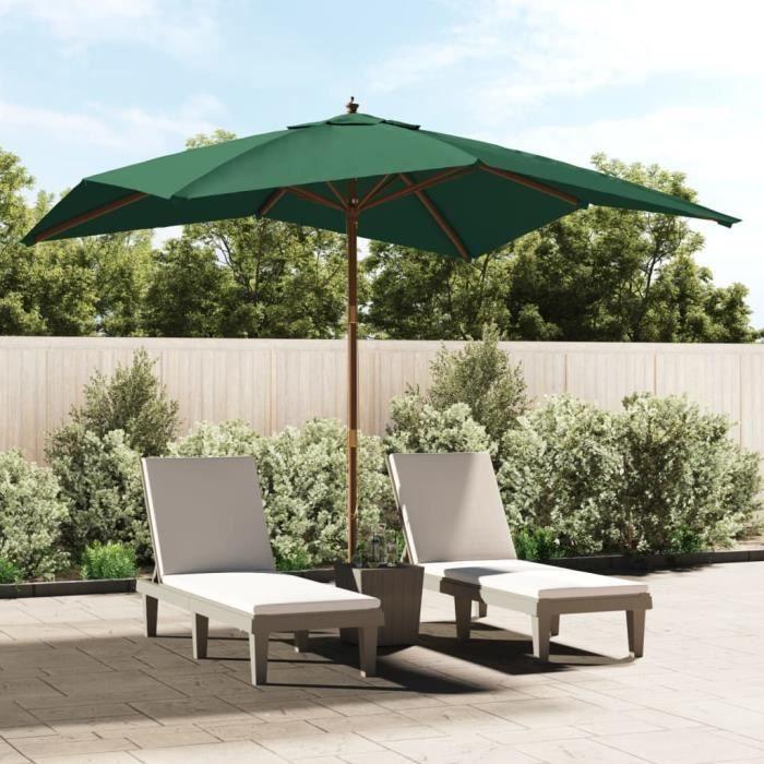 VidaXL Parasol de jardin avec mât en bois vert 300x300x273 cm 363192