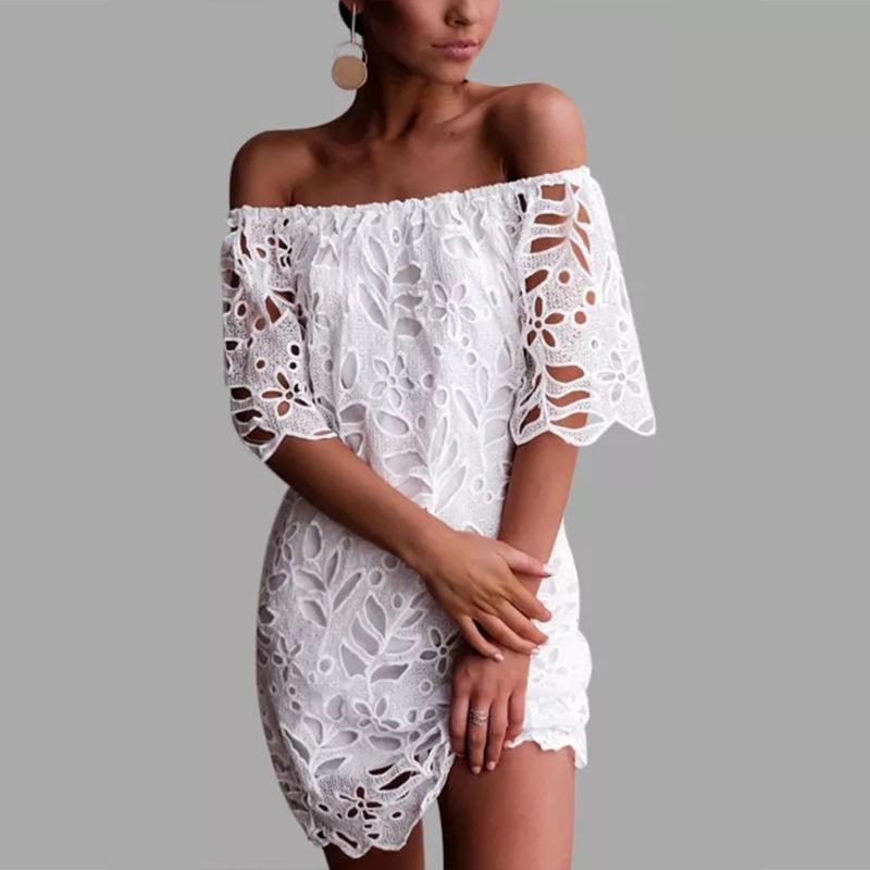 European & American Style 2026 Mid-Sleeve Lace Tube Top Dress - Spring/Summer Fashion Short Skirt