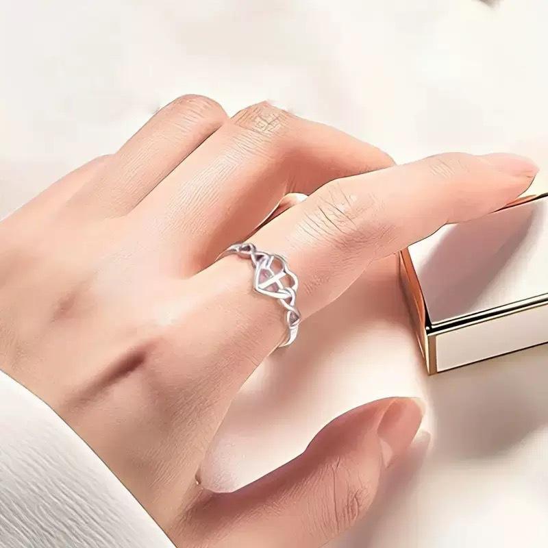 Простые женские серьги Стерлинговое серебро Вечный Бесконечный Крест В форме сердца Кольцо Бесконечность Женские Свадебные Оптовая торговля resizable