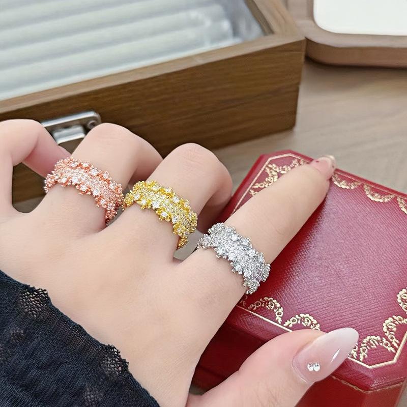 Heavy Industry Wide Edition Gypsy Zir*****Pen Ring Women'S Light Luxury High Sense Exquisite And Unique Fashion Index Finger Ring