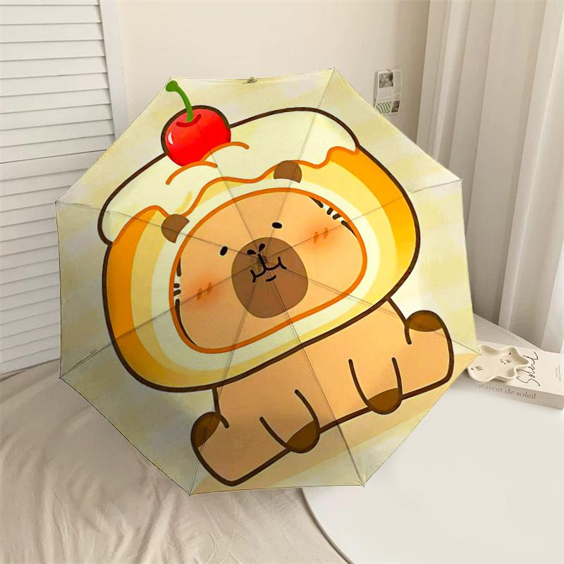 

1PC Cute Kapibala Umbrella-8-Rib Reinforced, Automatic Open, Lightweight & Durable, Cute Fashion Accessory for Outdoor-Y0312