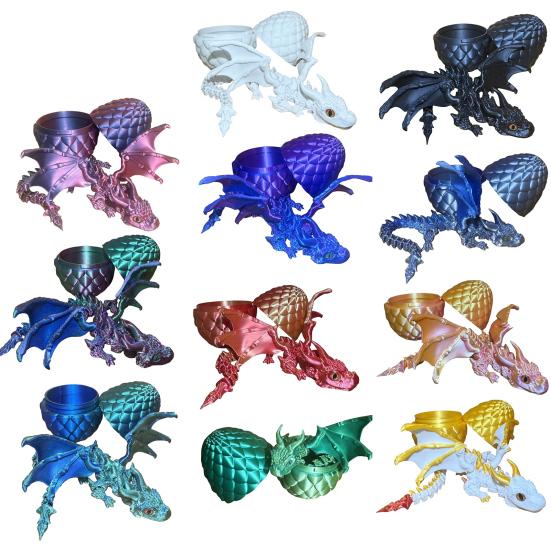 3D Printed Winged Dragon Articulated Dragon Fidget Toy with Horns Dragon Model with Flexible