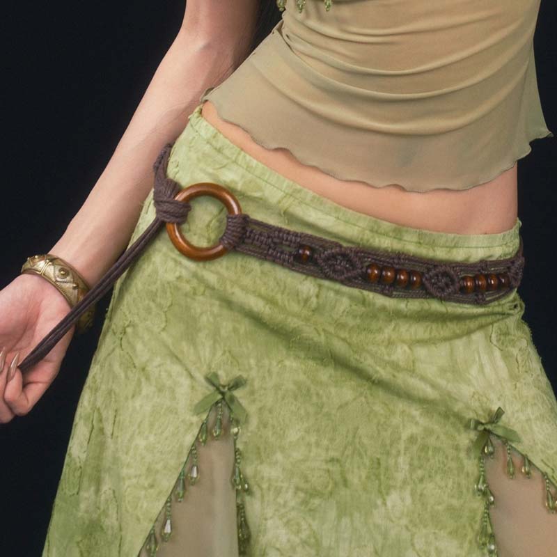 

Винтажная плетёная поясная цепь ручной работы для женщин, модная, коричневая, с бусинами, для джинсов, платья, цепочка на живот, аксессуары для украшения тела