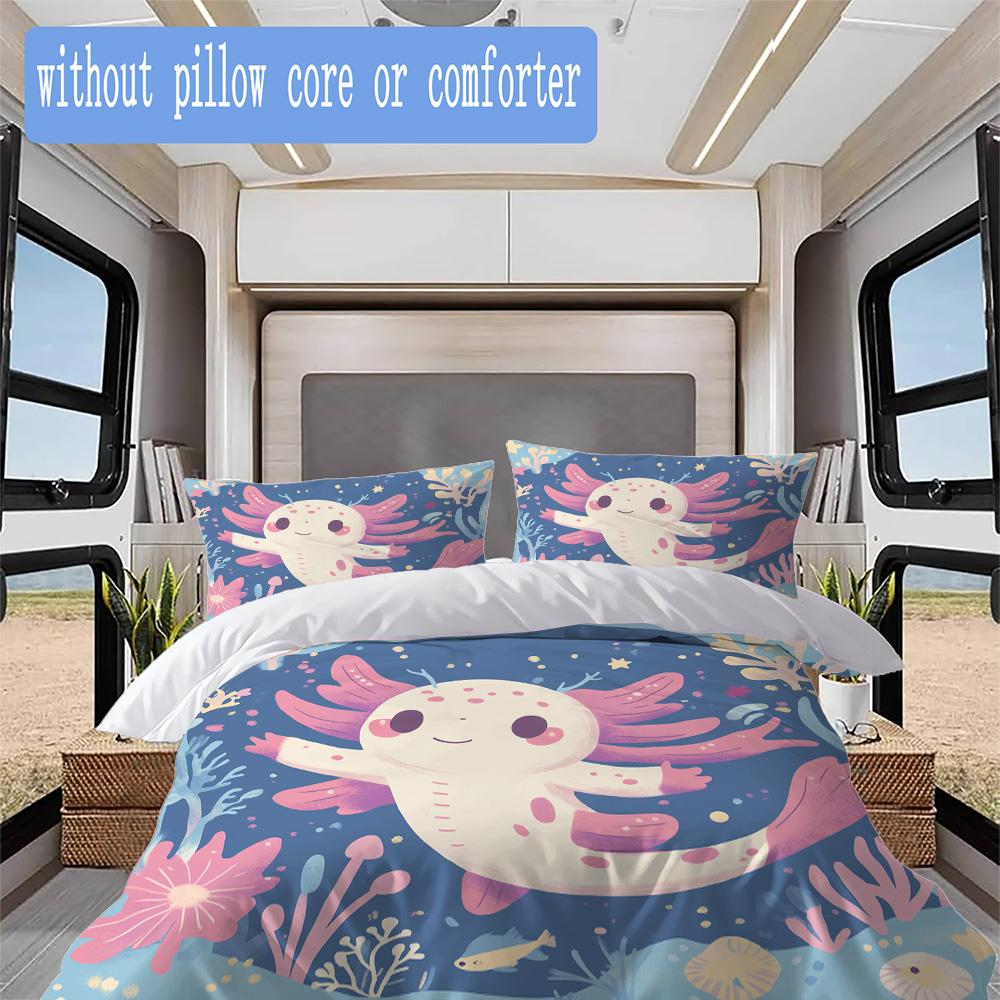 Axolotl Pattern Bedding,Quilt Set Quilt Cover Pillowcase Home Birthday Gift (1*duvet Cover+2*pillowcase,without core)XSJT0917450