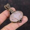 Rose Quartz Pendant Copper Wire Wrapped Pendant Moonstone Gemstone Pendant Wire Wrap Jewelry For Gift Unique Copper Jewelry Handmade Pendant