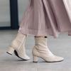 HIMIKO / 5.5cm Heel Sheep Leather Stretch Boots / 631404 Ivory 225