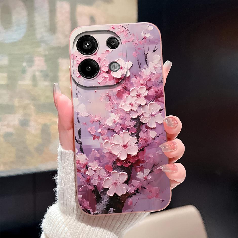 Case For Redmi Note13 13Pro 13 Pro+ Oil Painting Flower Anti-fall Minimalist Protector For Xiaomi Redmi Note 13 Pro Plus Funda