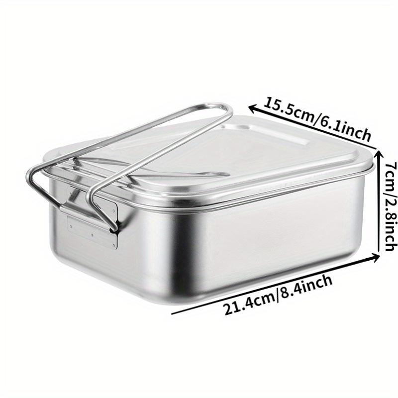 1PC Vintage Stainless Steel Lunch Box Break and Leak Proof Lunch Box Food Grade 304 Stainless Steel Steamed Lunch Box Work Student