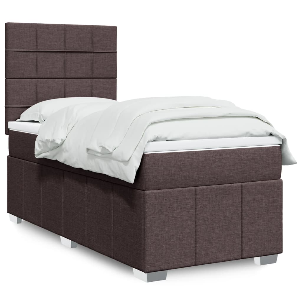 Box Spring Bed with Mattress Dark Brown 100x200 cm Fabric