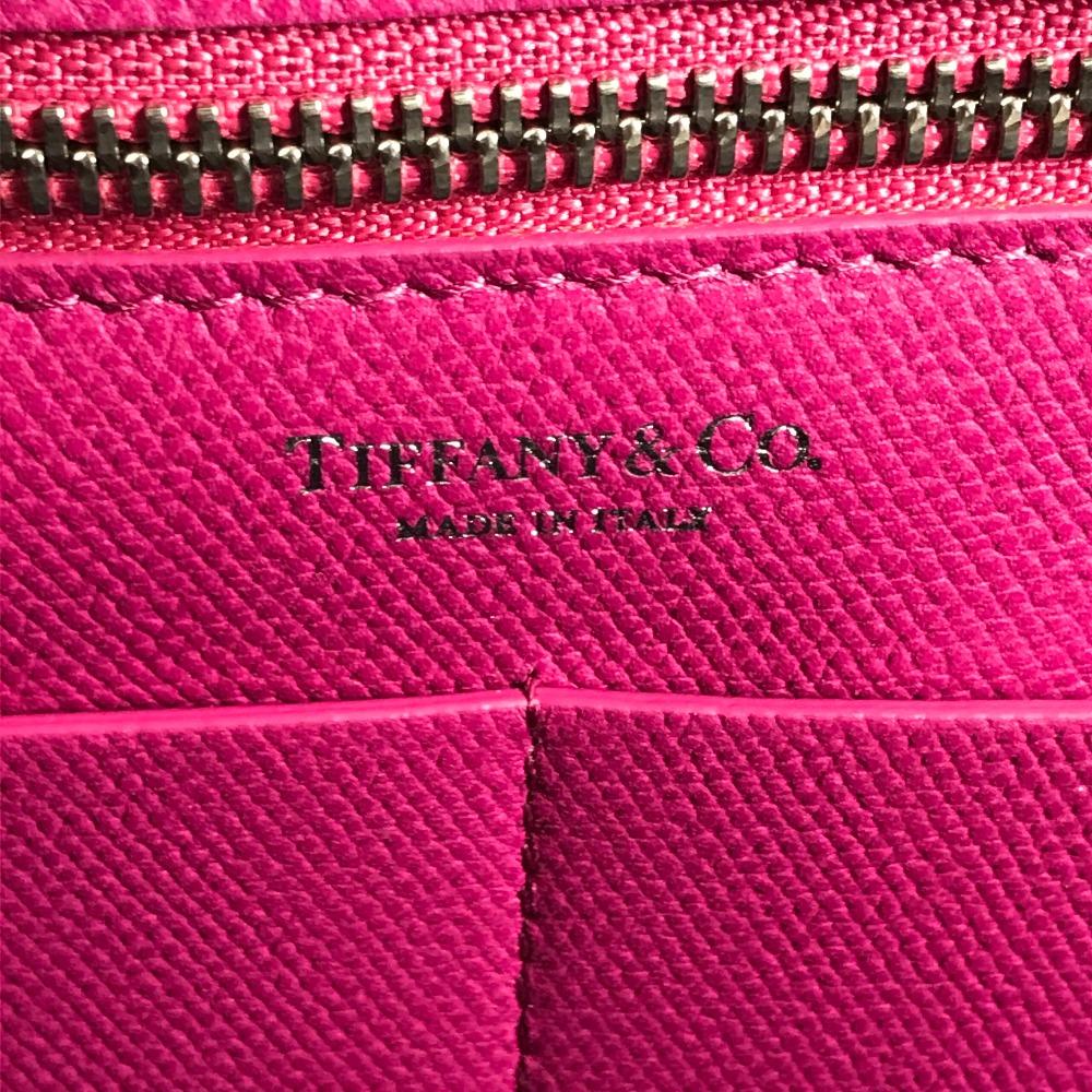 TIFFANY&Co. Logo Bag Tote Bag Shawl Shoulder Bag Leather Pink Based/Black