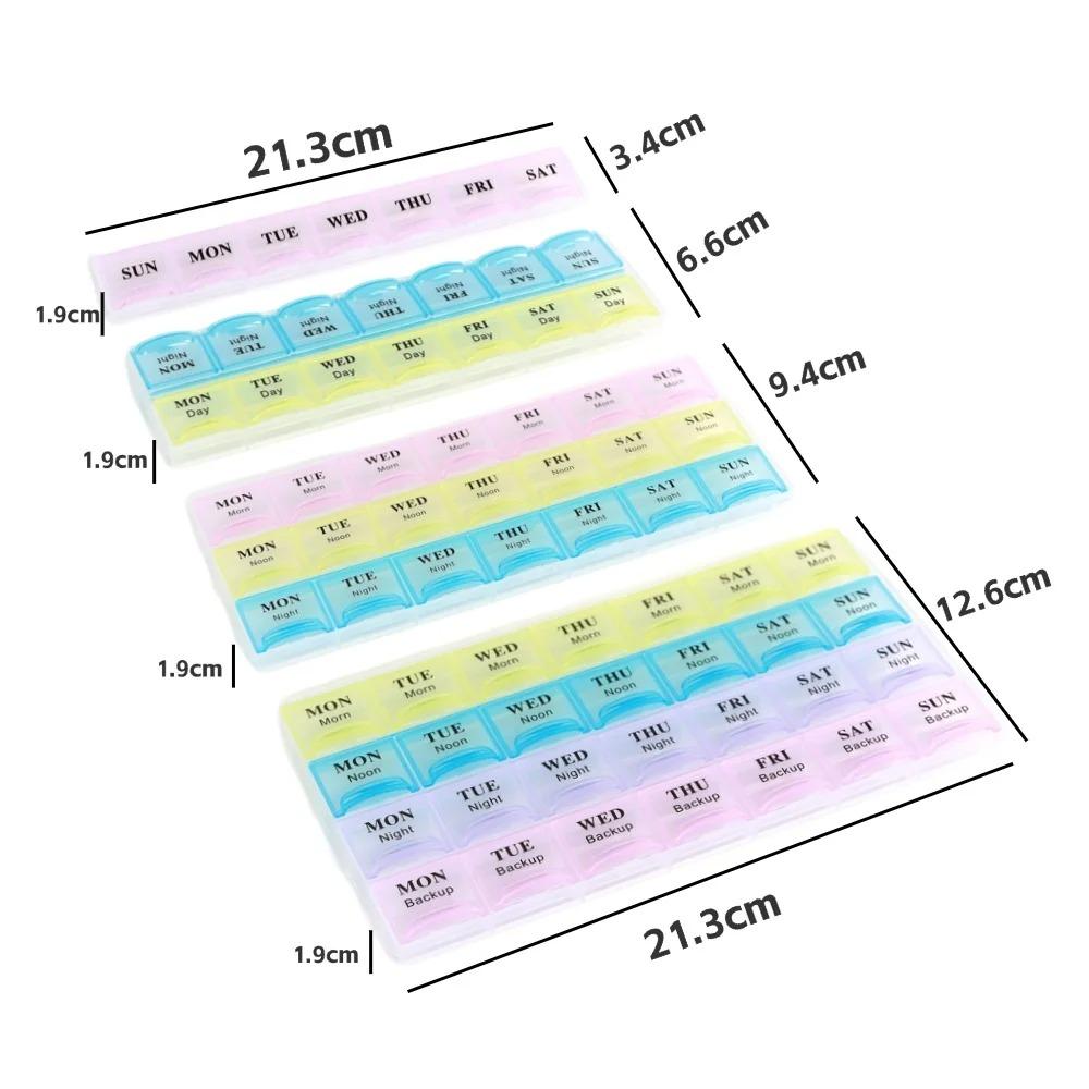 Portable Travel Pill Box Cases Organizer 7 Days 21 Grids 3 Times One Day with Large Compartments for Vitamins Medicine Fish Oils
