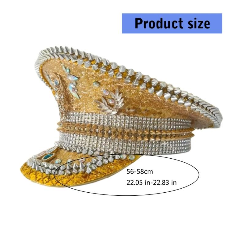 Steampunk Beret with Rhinestones Embellished Eye Design Costume Hat for Themed Parties and Cosplay Event