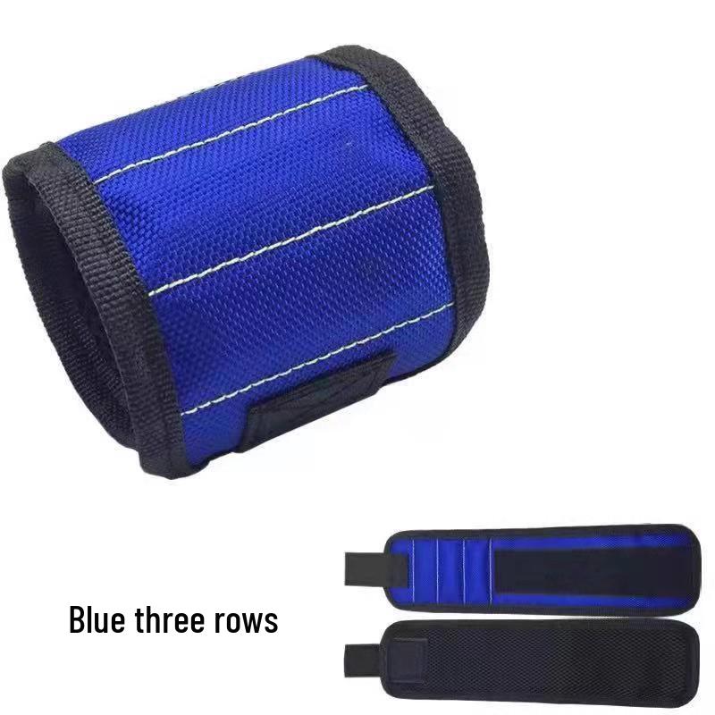 

Магнитный ремешок на запястье для столяров: Портативный и многофункциональный, идеально подходит для хранения винтов и мелких металлических инструментов Blue - Strong Magnet [3 rows]