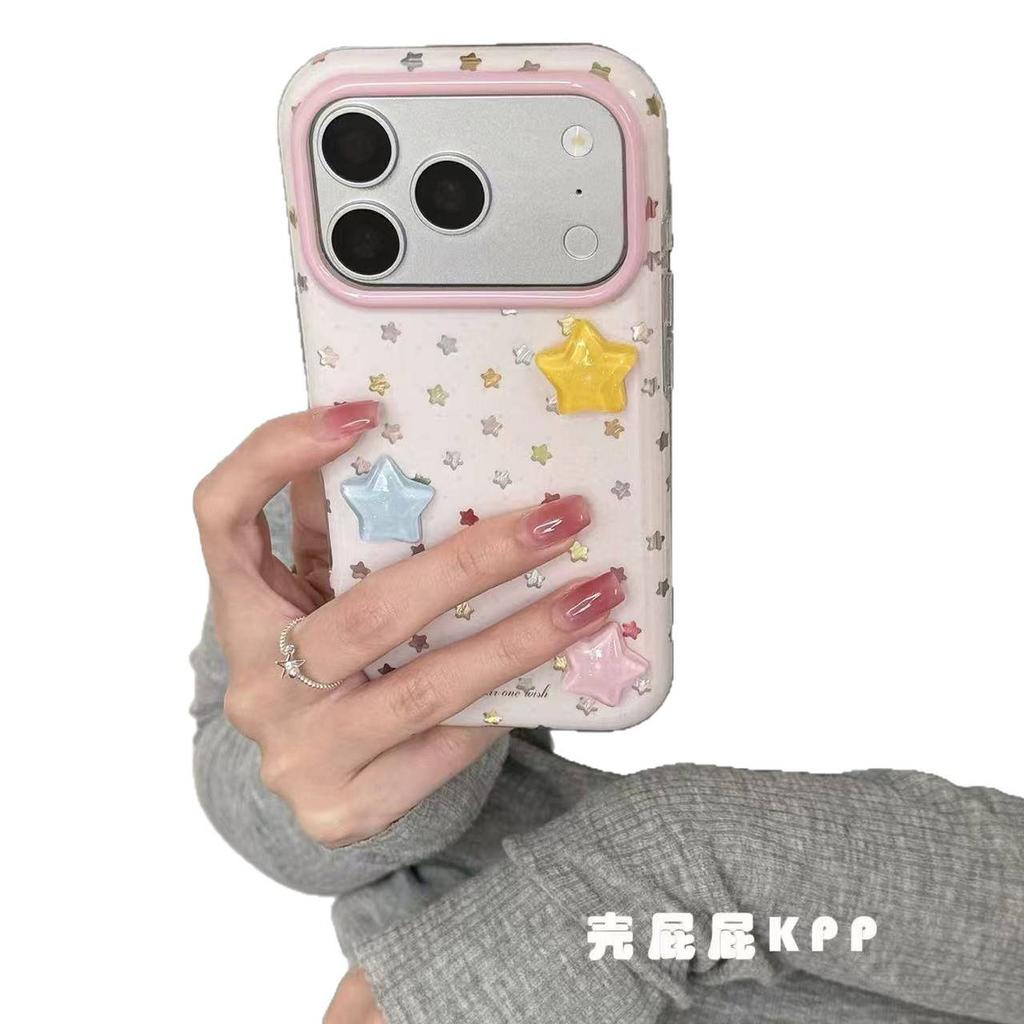 Color three-dimensional cute stars ins15 for iPhone17promax Apple 16pro mobile phone case 15pro