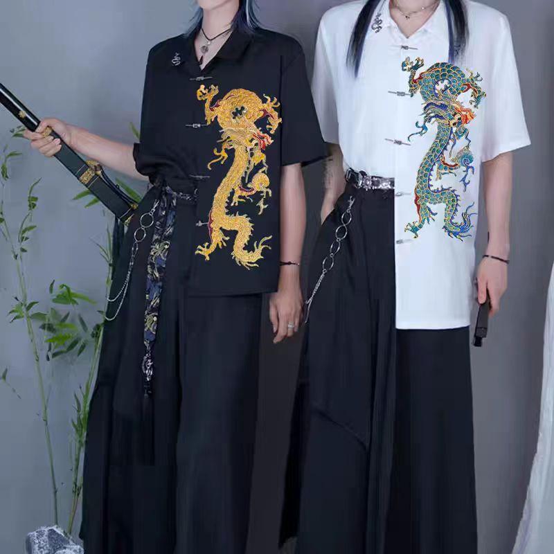 1Pc Blue Golden Chinese Style Large Dragon Sewing Embroidery Patches Clothing Applique Decoration Accessory