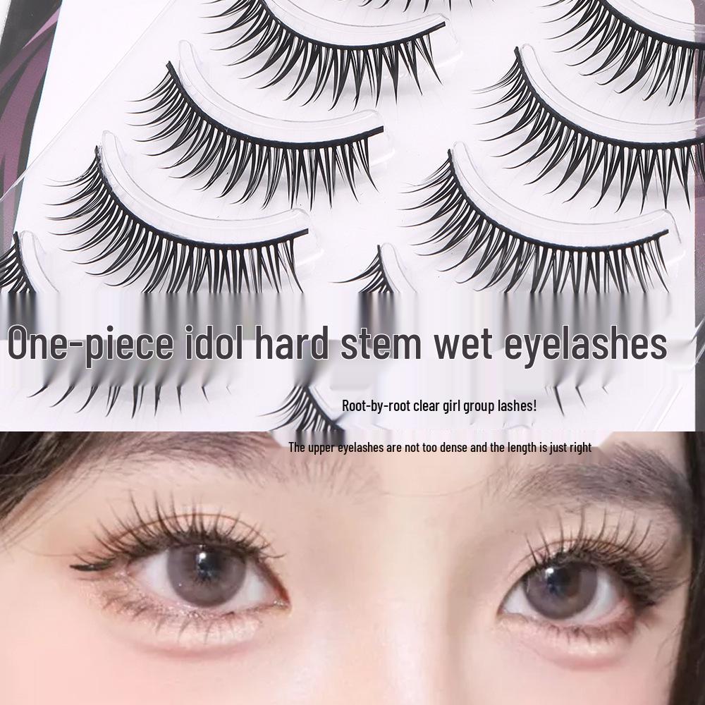 Korean One-Piece Wet Look False Eyelashes: Double Eyelid Support, Natural Style, Dense for Beginners