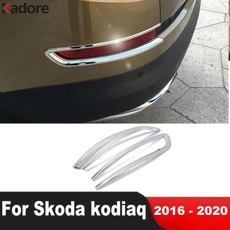 For Skoda kodiaq 2016 2017 2018   Chrome Rear Fog Light Lamp Cover Trim Tail Foglight Foglamp Bezel Trim Car Accessories