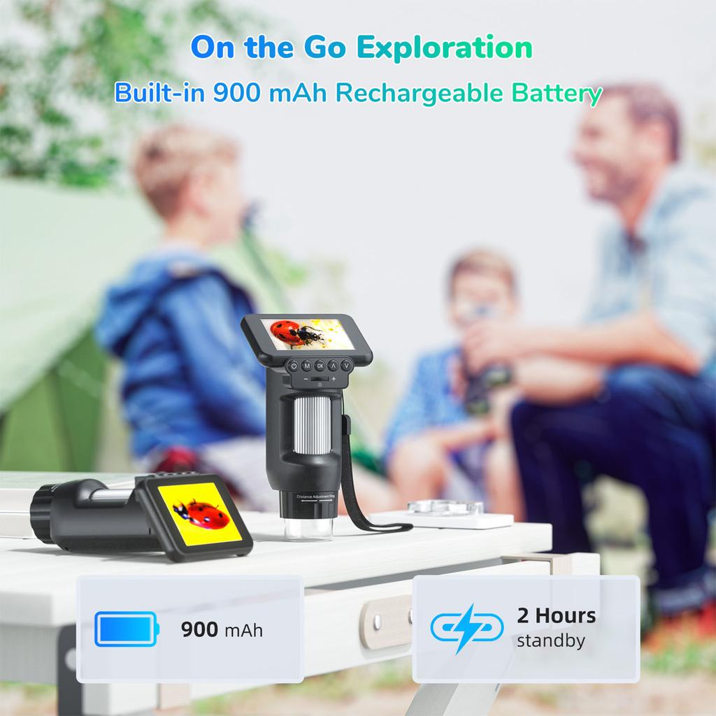Digital Microscope with 8 LED Lights 2.8 Inch Screen Handheld Magnifier Camera USB PC View 1080P Video Anti Shake