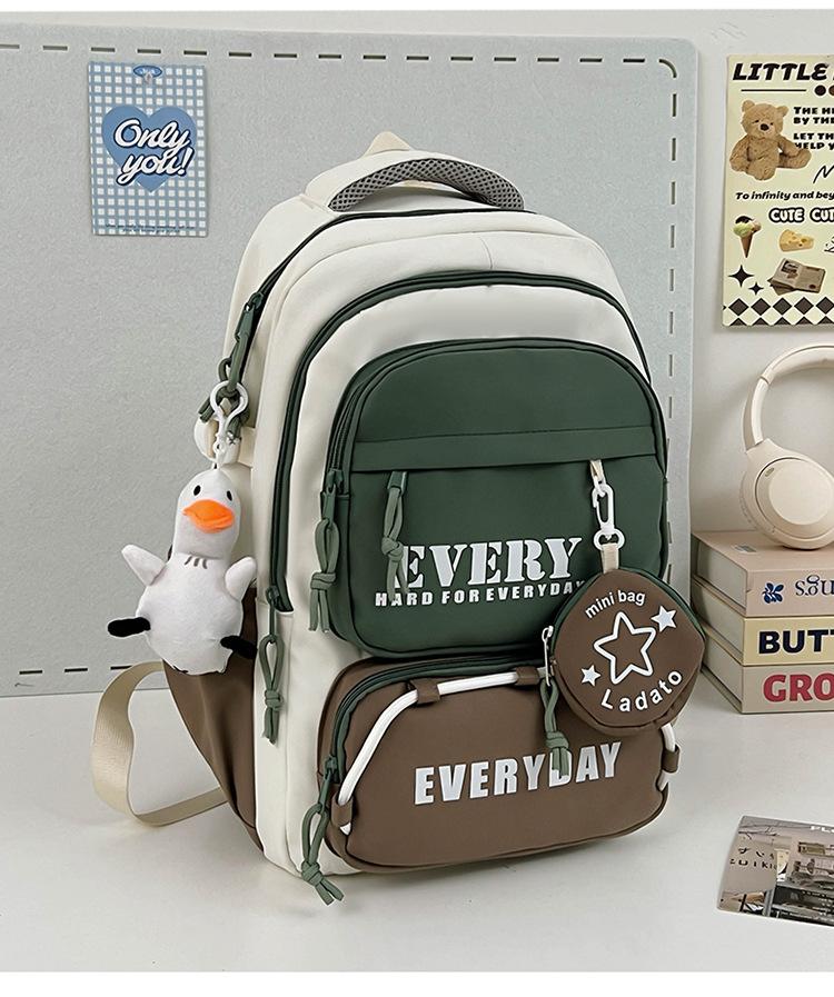 Schoolbag Korean version contrasting color splicing backpack 1011 new fashion and light travel backpack casual tooling style school bag