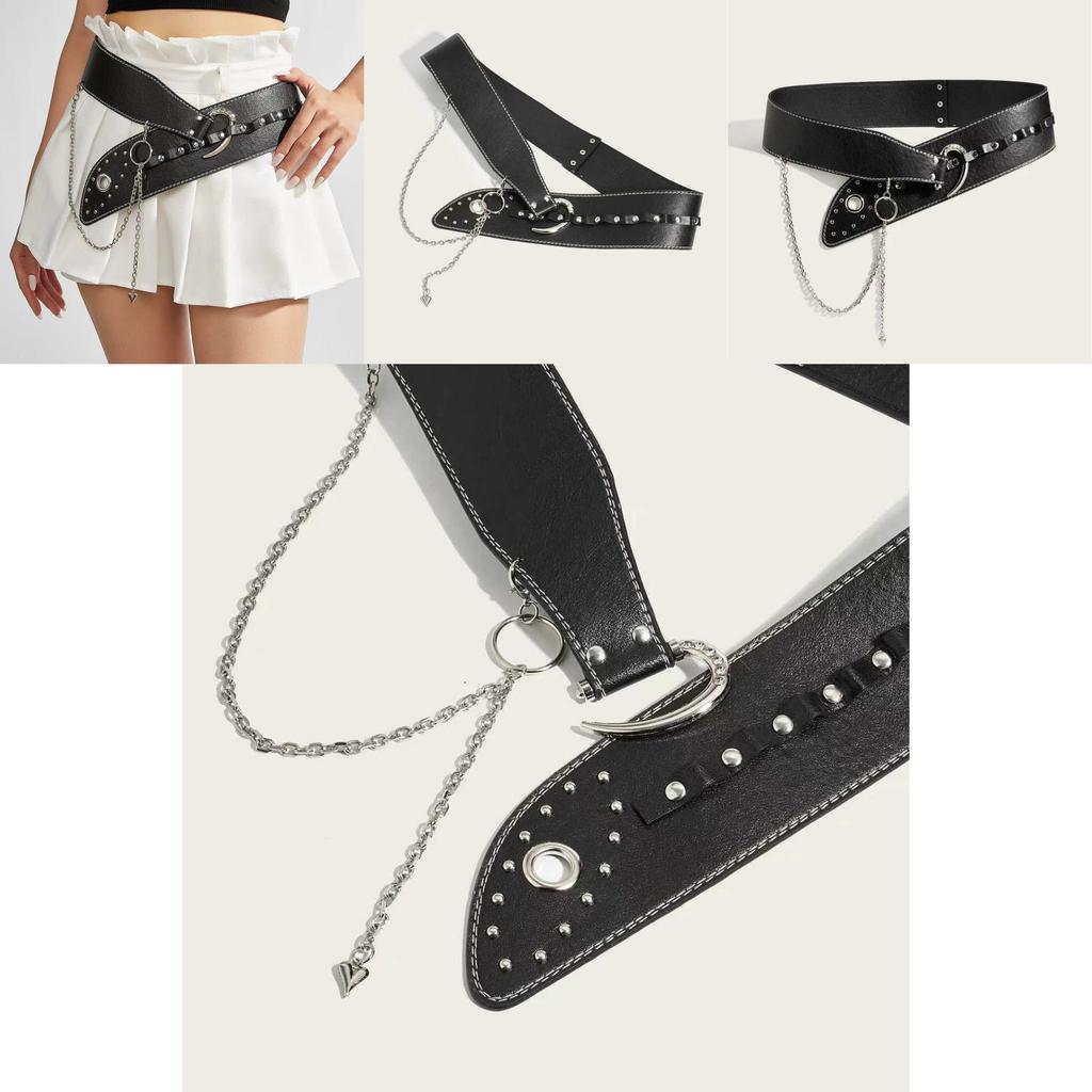 Black Vintage Inspired Waist Belt With Tassel Details For Party Outfits