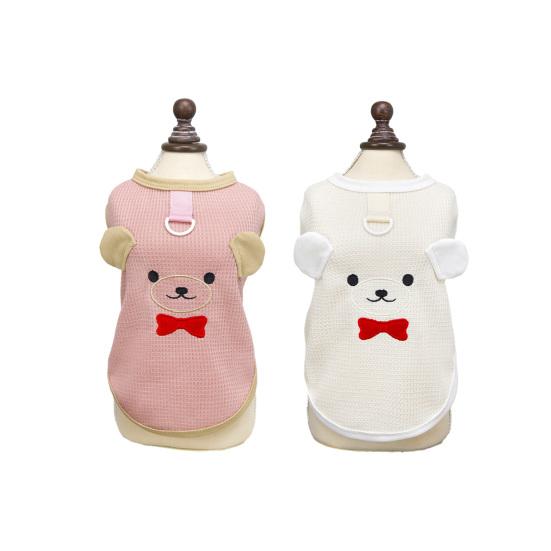 Haustierweste mit Zugring D-Ring Weiches Waffelgewebe Hautfreundliches Material Niedliches Design Kontrastfarbe Hundegeschirr Weste für Kleine Hunde Teddy Bichon