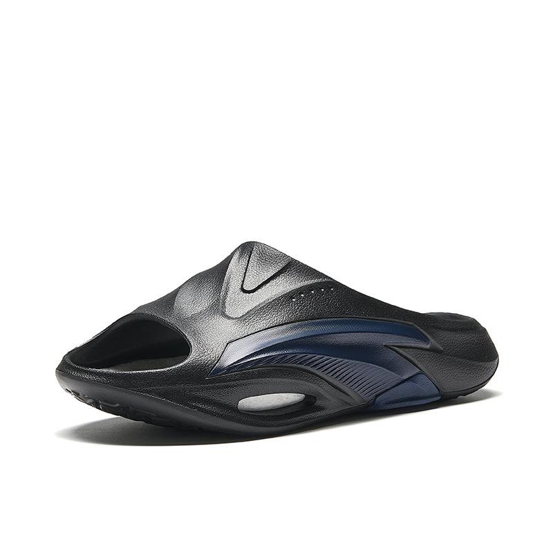 Anta Nitrogen Bubble Slip Resistant Abrasion Resistant Slide Slippers Men's Black Blue 912531808S-1