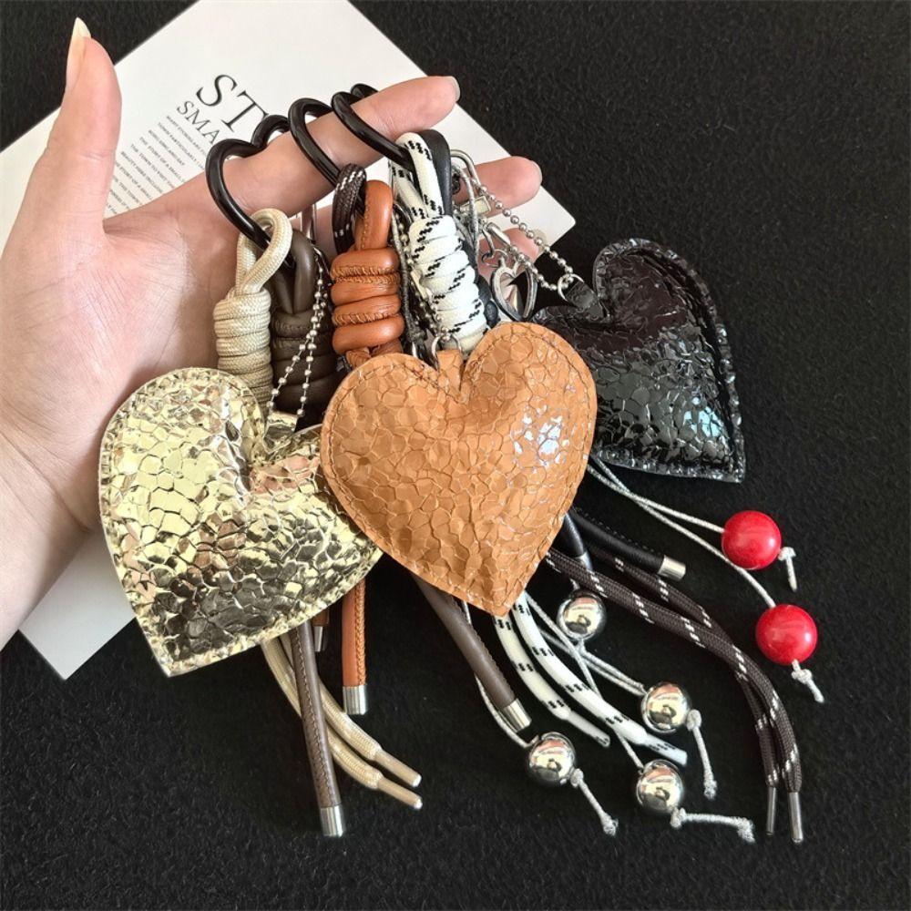 Leather Lovely Heart Key Chain Hanging Handmade Heart Keychain Girls Couple Girlfriends