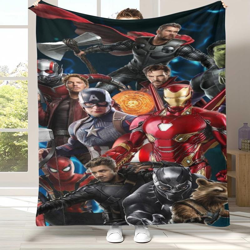 Marvel Avengers Spider Man Cartoon Flannel Blanket,Ultra Soft Warm Plush Throw for Home Bedroom Bed Sofa Cover Office Picnic