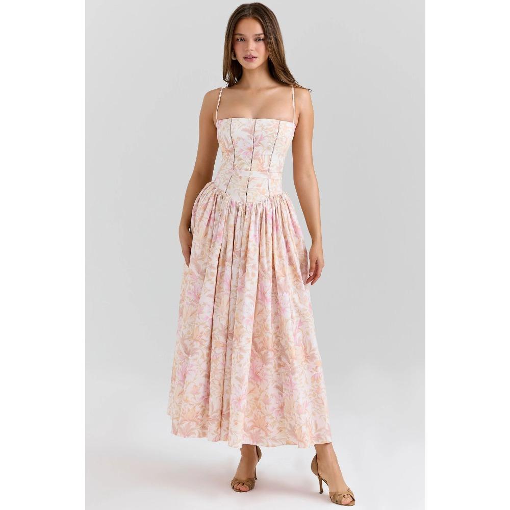 Temperament Elegant Gentle Wind Thin Floral Suspender Dress Fairy