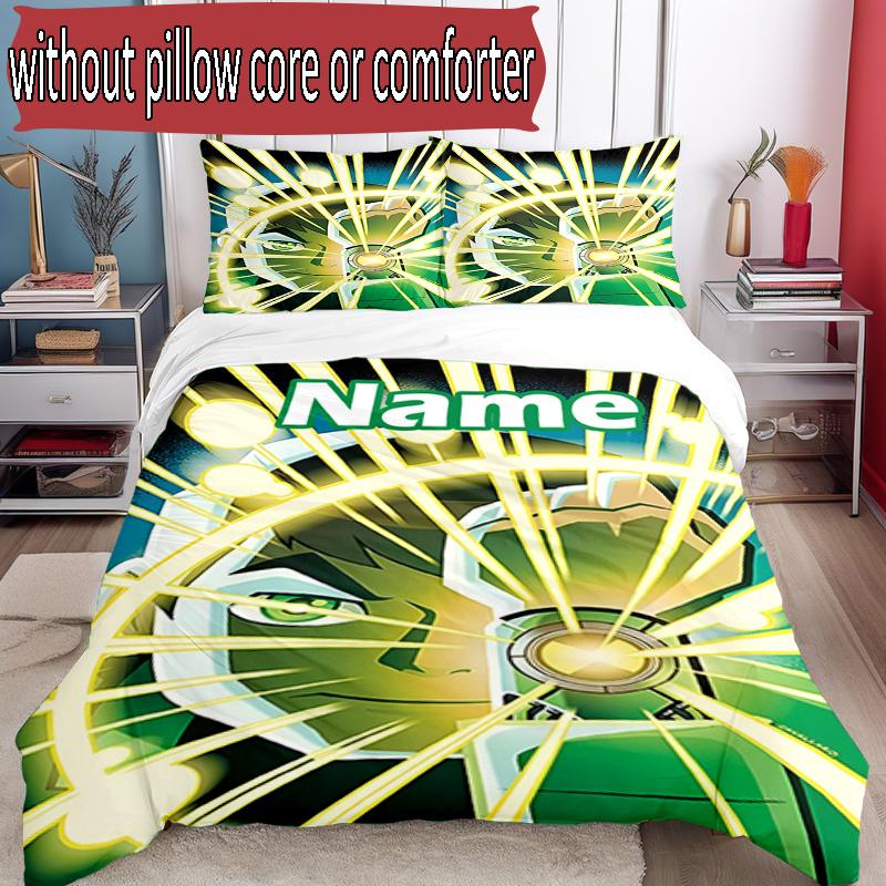 3pcs Duvet Cover Set (1*Duvet Cover + 2*Pillowcase, Without Core), Custom Name Ben 10 Cartoon Pattern Bedding Set, Home Bedroom Decor Gift