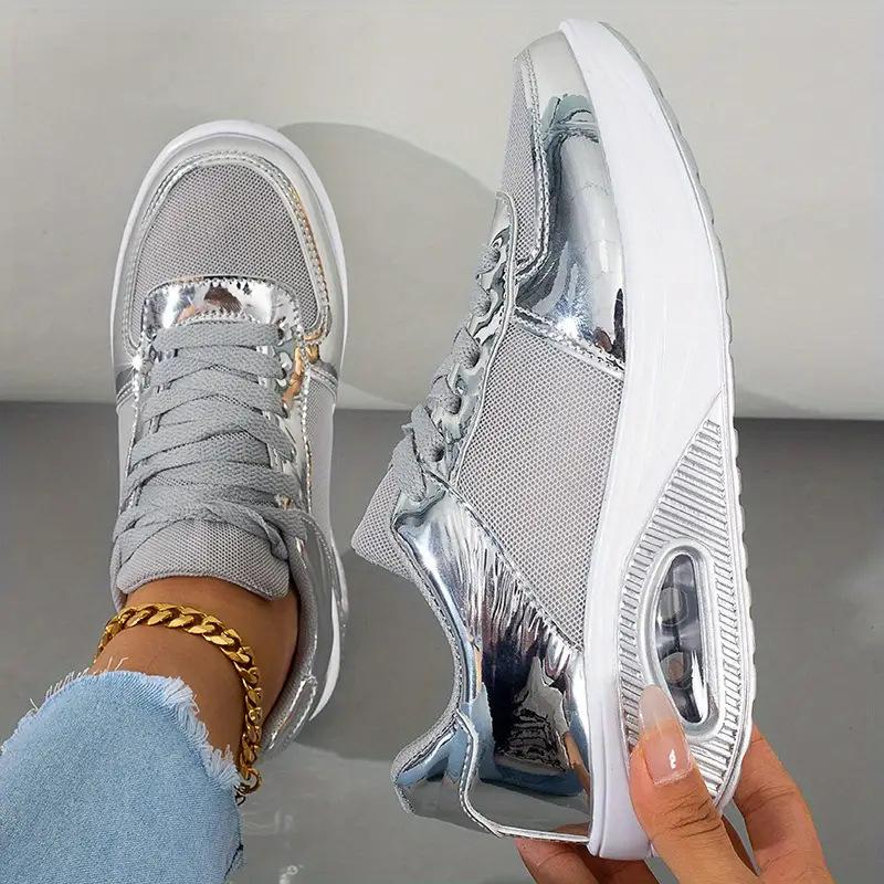 European and American Women's Shoes 2024 Autumn New Luxury Sequin Casual Wear-resistant Women's Sports Shoes Zapatillas Mujer