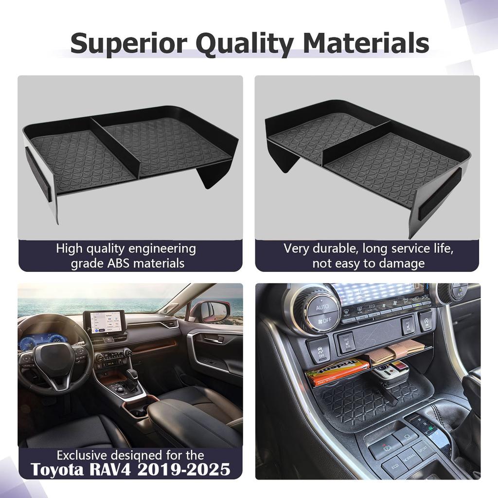 Front Center Console Organizer Tray for 2019-2025 Toyota RAV4 & RAV 4 Prime Interior Phone Dividers Gear Shifter Storage Car Box