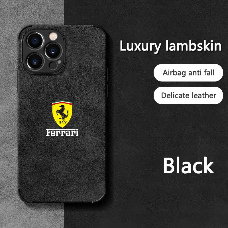 Custodia per Telefono Tutta Inclusa in Scamosciato per Auto Ferrari per iPhone 16 15 13 14 Pro Max Mini 8 XR XS 16 Plus 15Pro Max Cover Guscio Adesivo