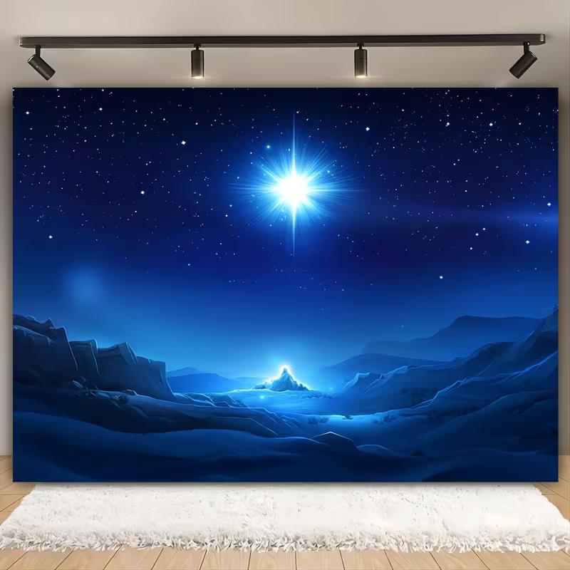 2D Starry Night Backdrop for Nativity Plays, Christmas Events and Religious Parties