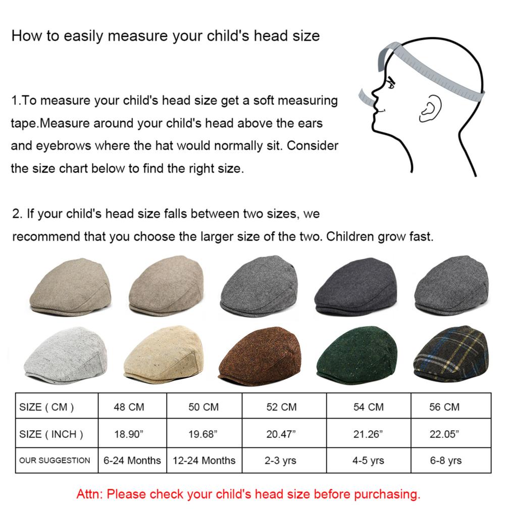 GORROS PLANOS PARA NIÑOS JANGOUL Lana Tweed Espiga Talla Pequeña Niño Niña Gorras de Boina para Bebés Niños Pequeños Jóvenes