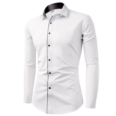 Fashionable Men's Long-sleeved Shirt Cotton Non-scalding Anti-wrinkle British Solid Color Versatile Casual Loose Button Top